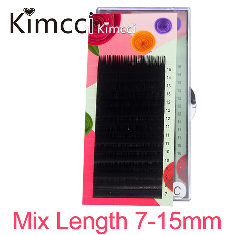 

Kimcci 16Rows 7-15mm Mix Length Faux Eyelash Extension 3D Russian Volume False Mink Individual Eyelashes Makeup Eye Lashes Cilia