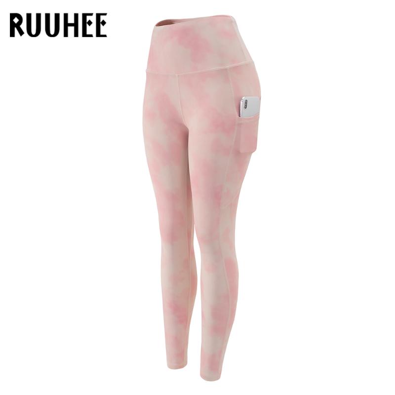 

RUUHEE Sport Wear Tie Dye Leggings Women Fitness With Pocket Yoga Pants Stretch Workout Leggings Patchwork Slim Gym, Sl556pi