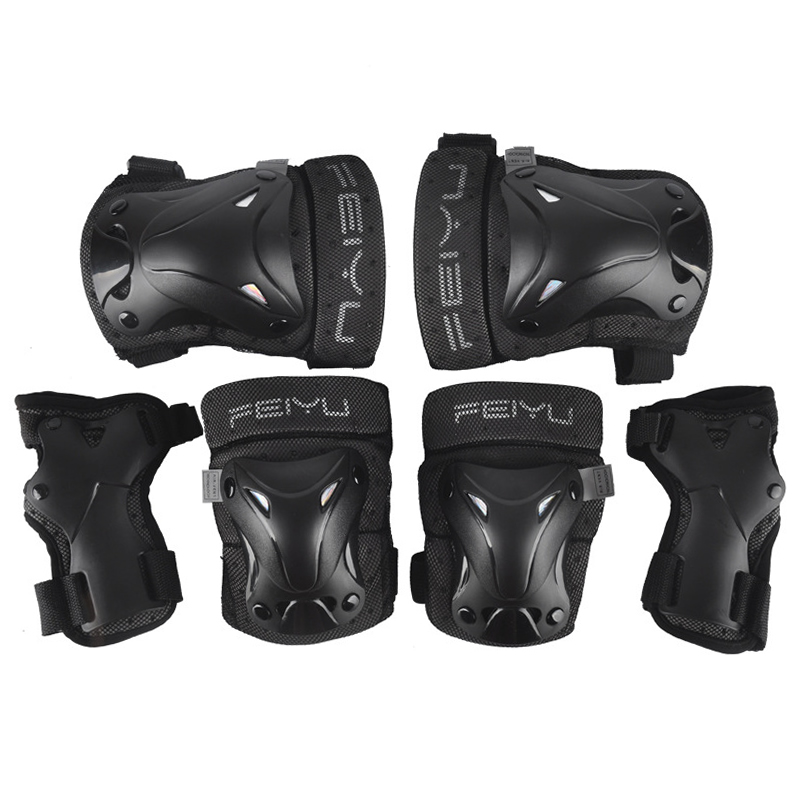 

Complete 6pcs/Set Roller Skating Protector Elbow Knee Pads Kids Adults Riding Skateboard Ice Sports Wrist Guard Protective Gear, Black