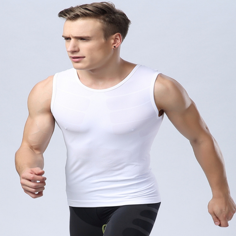 

Men Compression Fitness Gym Yoga Tight Shirts Vest Sport Tops M L  Tight T-Shirt Base Layer Running, White
