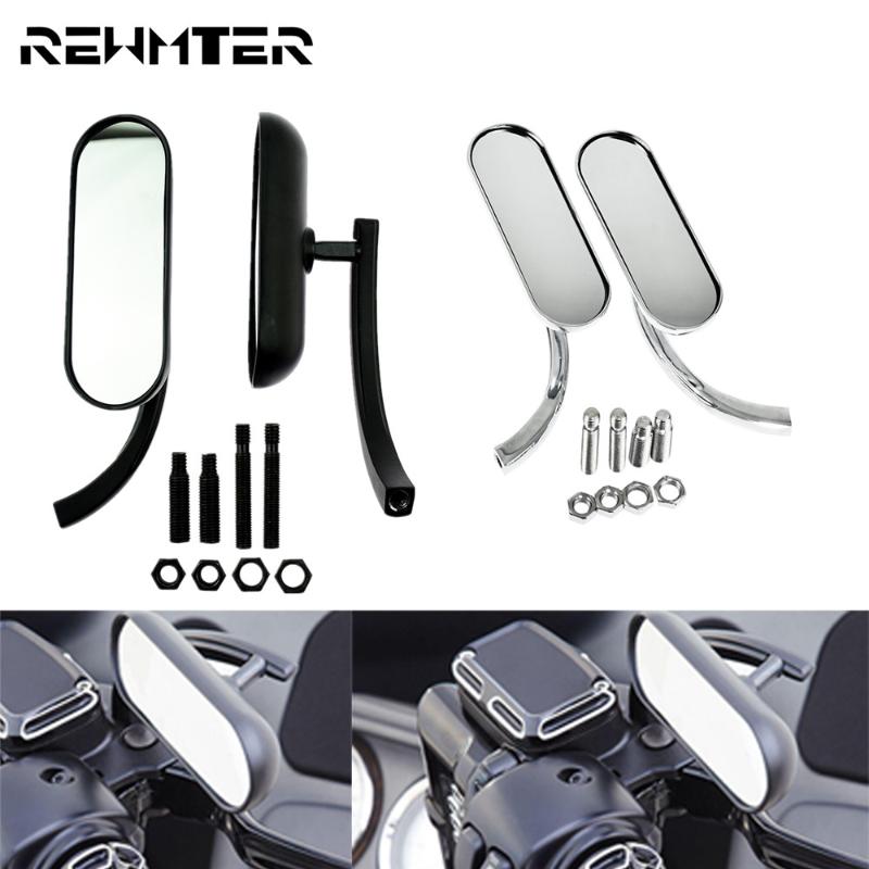 

Motorcycle Mini Mirrors 8mm10mm Rear View Side Oval Mirrors Black/Chrome For Sportster 883 1200 XL Touring Dyna Glide