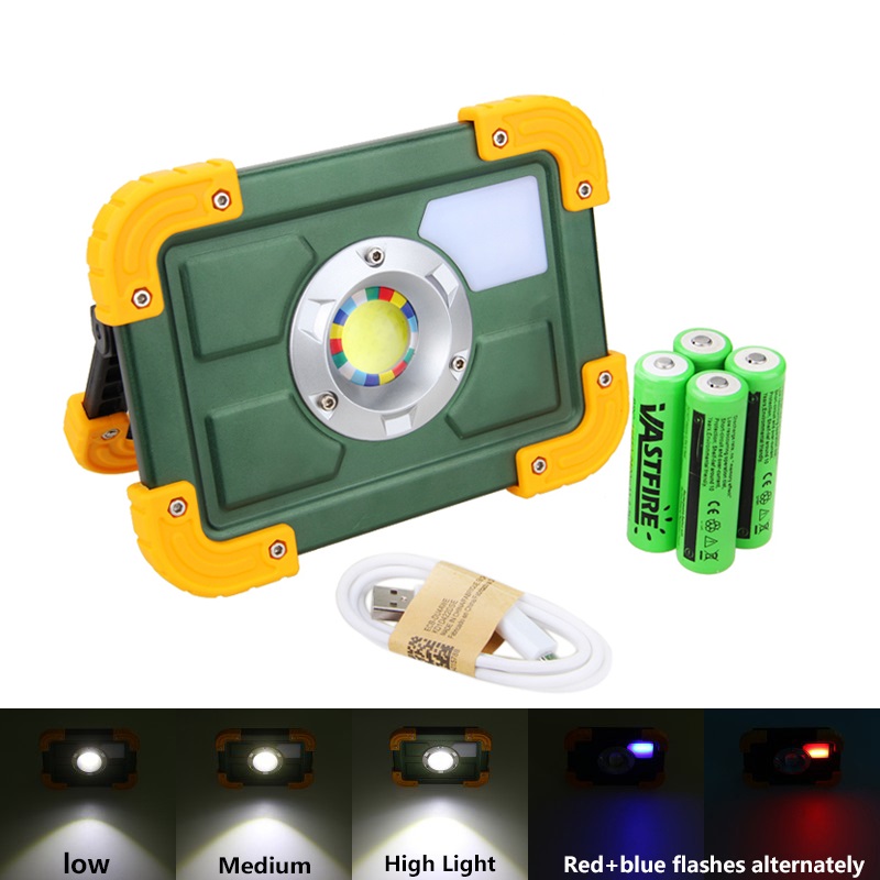 

30W Led Draagbare Spotlight Led Verlichting Oplaadbare 4*18650 Battery COB Floodlights Lamp For Hunting Camping