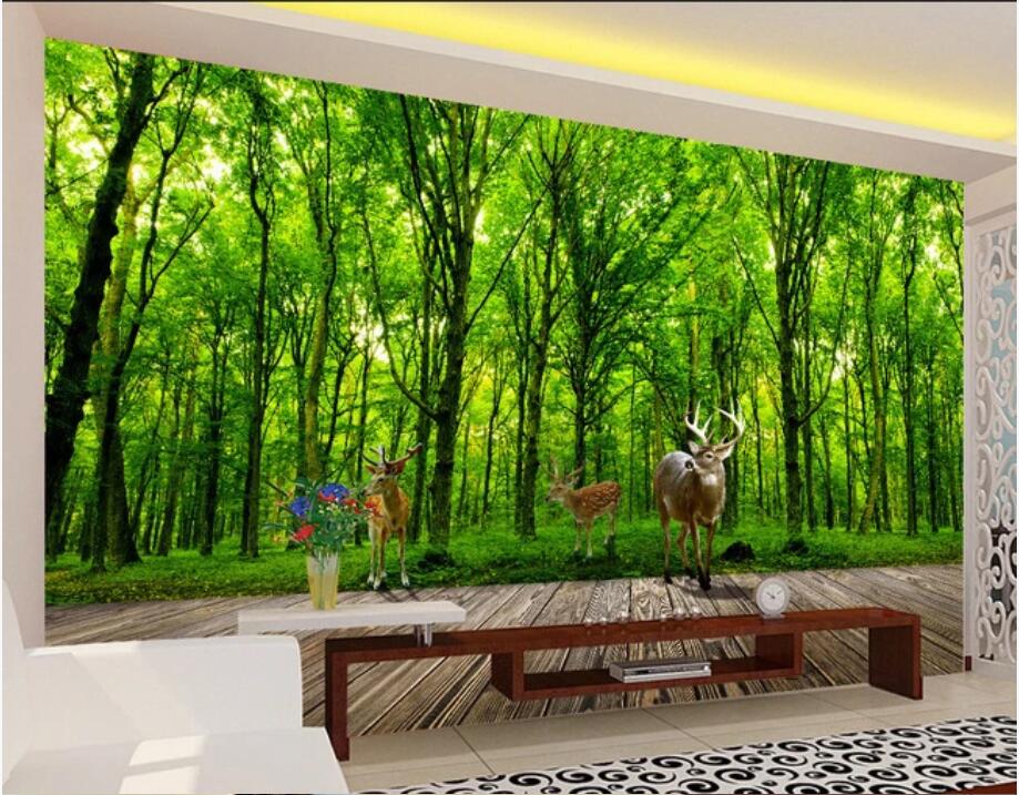 

3d wallpaper custom photo murals Elk jungle 3D landscape background wall murals 3d landscapes room mural decor wall art pictures, Non-woven fabric
