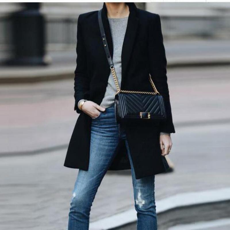

Coat Female 2020 Korean Women Coat Female Autumn Long Slim Cardigan Especially Women Winter Long Coats Thick Warm Feminine, Black