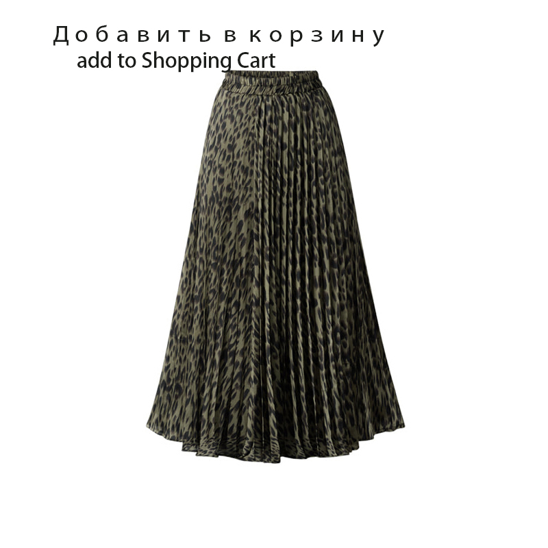 

Pleated Army Green Skirts A-Line 3XL  5XL Plus Size Knee-high skirt Summer 2020 High waist Sexy Leopard Print Chic Skirts Wo