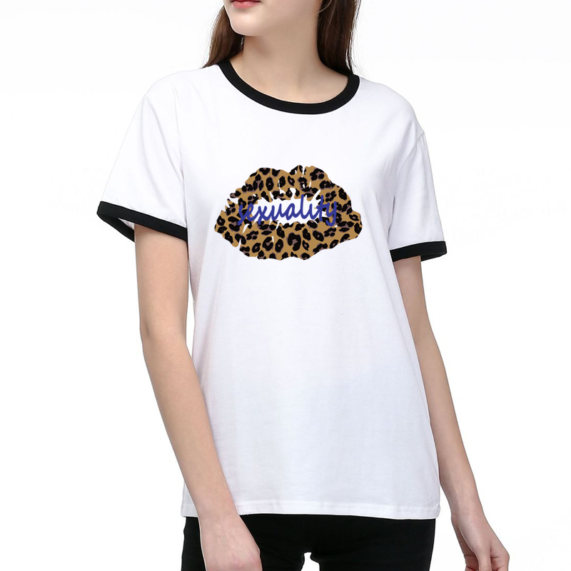 

Women Fashion Shirts Summer Fashion Tops Lady Tees Breathable Short Sleeves Leapard Pattern Printed Tees Shirt High Quality, Red