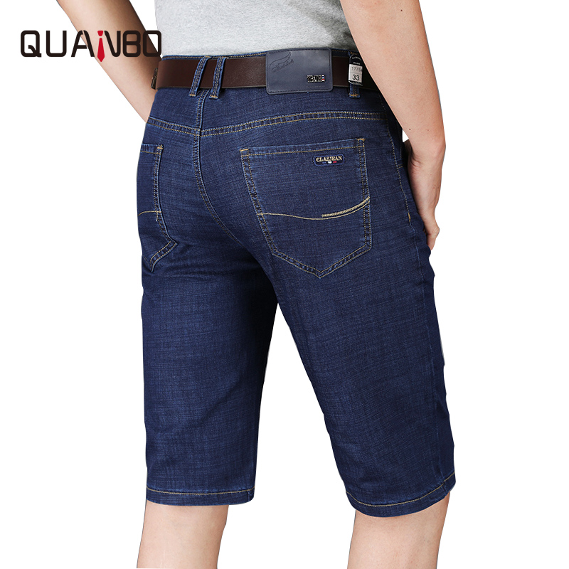 

Plus Size Men's Blue Jeans Summer Thin Straight Slim Fit Elasticity Jeans Shorts Comfortable Soft Man Casual, 1772