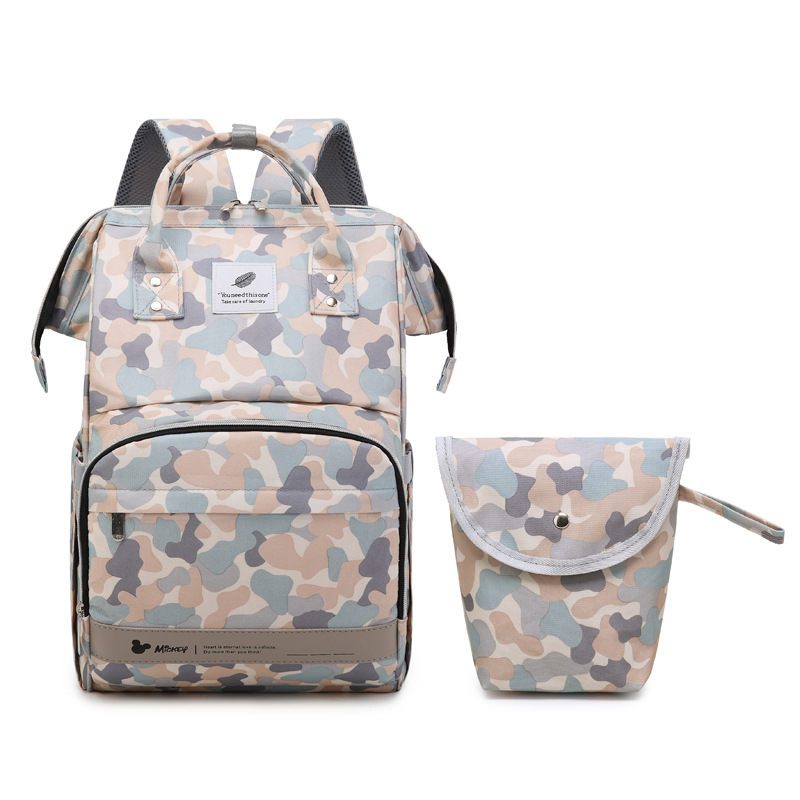 

Cartoon Print Mummy Maternity Diaper Bag Mommy Backpack Zipper Large Capacity Travel Maternity Bag Baby Diaper Bags Nursing, Pink camouflage