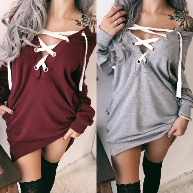 

Designer Women Long Sweater with Long Sleeve Fashion Lace Up Autumn Winter Clothing for Womens 2020 Size -XXL, Red