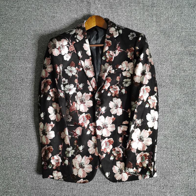 

Big Size Spring Blazer Hombre Men Flowers Blazer Club Slim Fit Masculino Americana Hombre Mens Prom Blazers For Men Stage, Picture