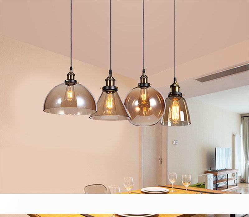 

Vintage Pendant Lights American Amber Glass Pendant Lamp E27 Edison Light Bulb Dinning room Home Decor Planetarium Lamp