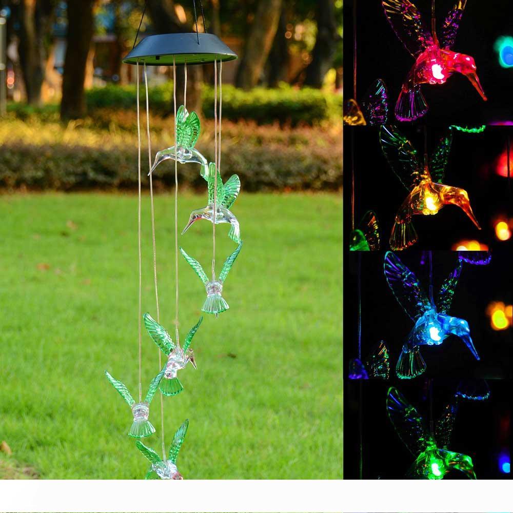 

Solar Power Saving Energy Light Hummingbird Solar Color Changing LED Wind Chime Decoration LED Light Solar Lamps