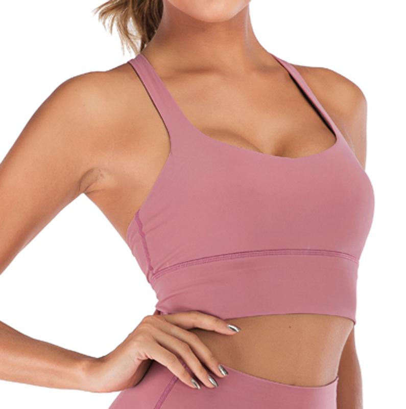 

Yoga Shirt Cross Back Crop Tops Seamless Running Sport Shirt Push Up Sports T-shirt Gym T For Women Fitness Top, As photo shows