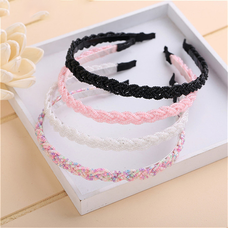 

Romantic Korean Twist Pearl Beaded Crystal Elastic Headband Hair Accessories Princess Headdress for Girls Jewelry Gift
