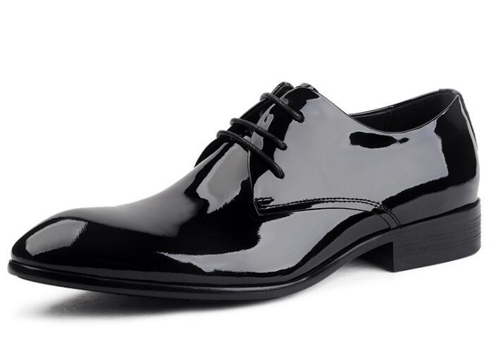 

New fashion classics pointed toe men's shoes high-top wedding shoes lace up formal business, Black