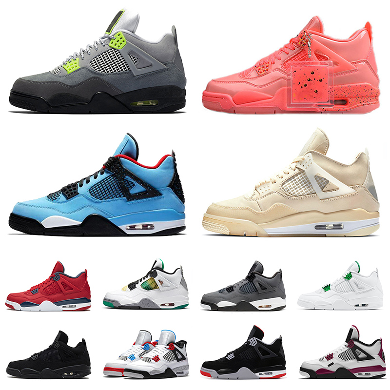 

TOP QUALITY 4 4s Mens Womens Basketball Shoes Jumpman White off Sail IV Travis Scott Cactus Jack Retro bred Black Cat Trainers Sneakers, B2 new bred 36-47