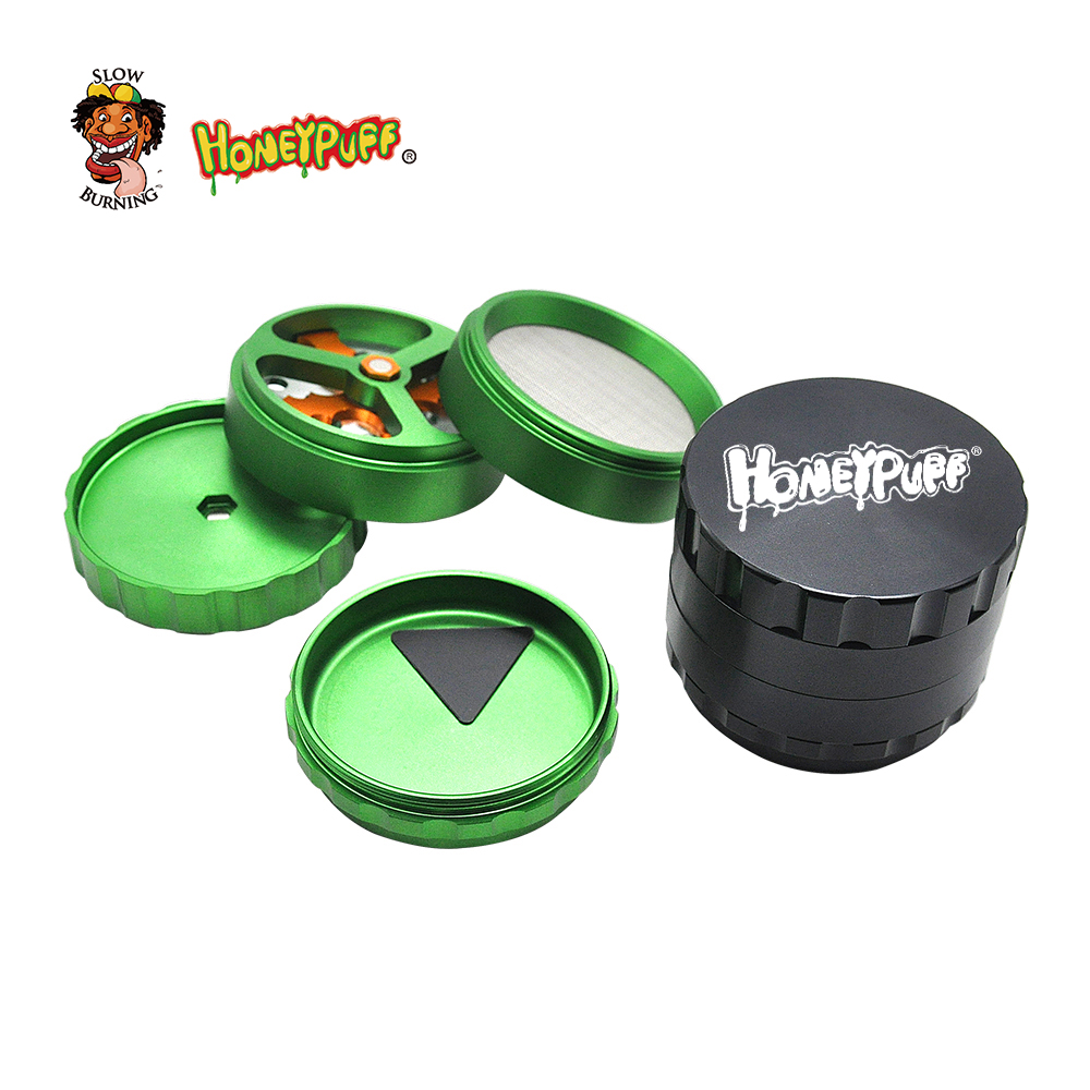 

Honeypuff Classic Tobacco 4 Layer Grinder with Cutting Blades 68mm Patented Aluminum DIY Crusher grinder Smoking Accessory