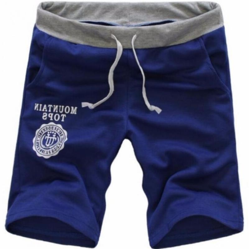 

Male Shorts Summer Beach Shorts Men Classic Casual Drawstring Letter Printed Elastic Waist Hot Cotton Plus Size, D020 black