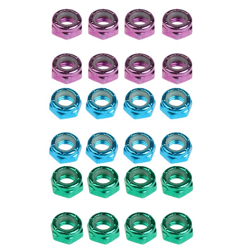 

SEWS-24Pcs Skateboard Truck Wheel Axle Screw Nuts Longboard Hardware Accessories, Multi