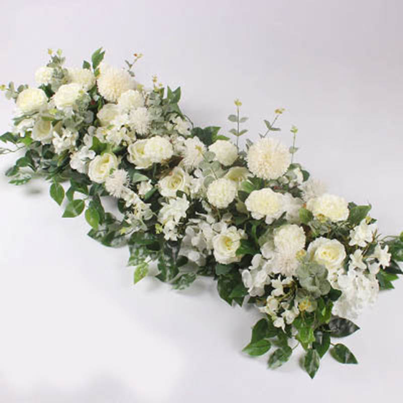 

Artificial Flower Row Decor Wedding Wall Backdrop Arrangement Supplies Rose Row Flower Romantic Custom DIY Arch Decor, White