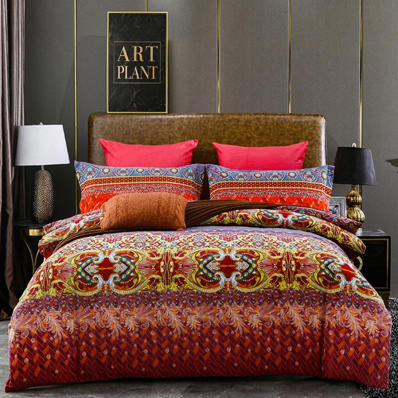 

Bohemian Style Bedding Sets AU EU US Single Double Full  Queen King Size Bedding Duvet Cover Pillowcase Set 2 3 Pcs Bed Set, As pic