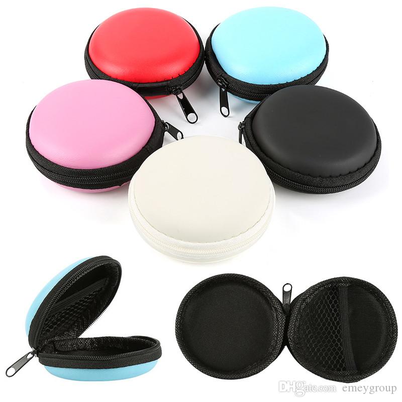 

Mini Zipper Hard Headphone Case PU Leather Earphone Storage Bag Protective USB Cable Portable Earbuds Pouch box SD Card Portable Coin Purse