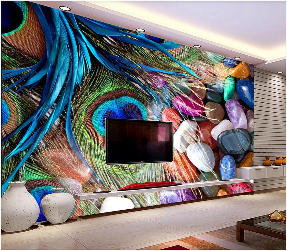 

3d room wallpaper custom photo non-woven mural Beautiful feather color stone TV background wall homedecorate wallpaper for walls paper 3 d, Non-woven fabric