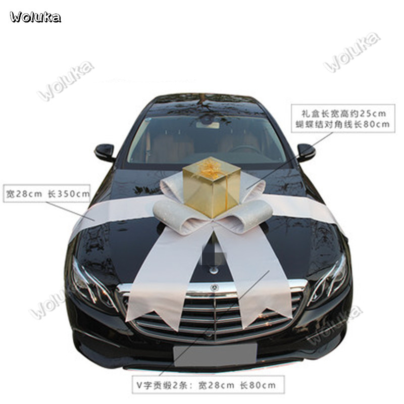

4S shop car showroom delivery car front layout flash gold bow gift box flower decorations CD50 Q03