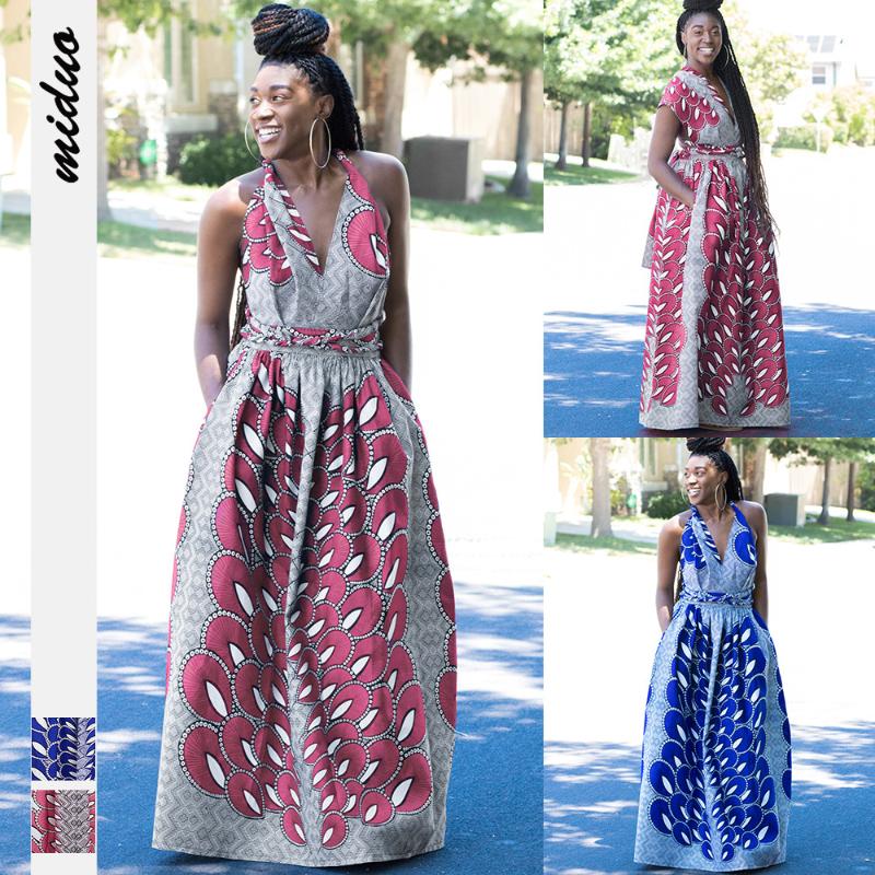 

Summmer Printed Dresses Women 2020 DIY More Wear Tie Floor-length Long Dress Fashion Big Swing Dresses For Women, Fqsz002