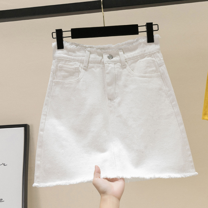 saia jeans branca plus size