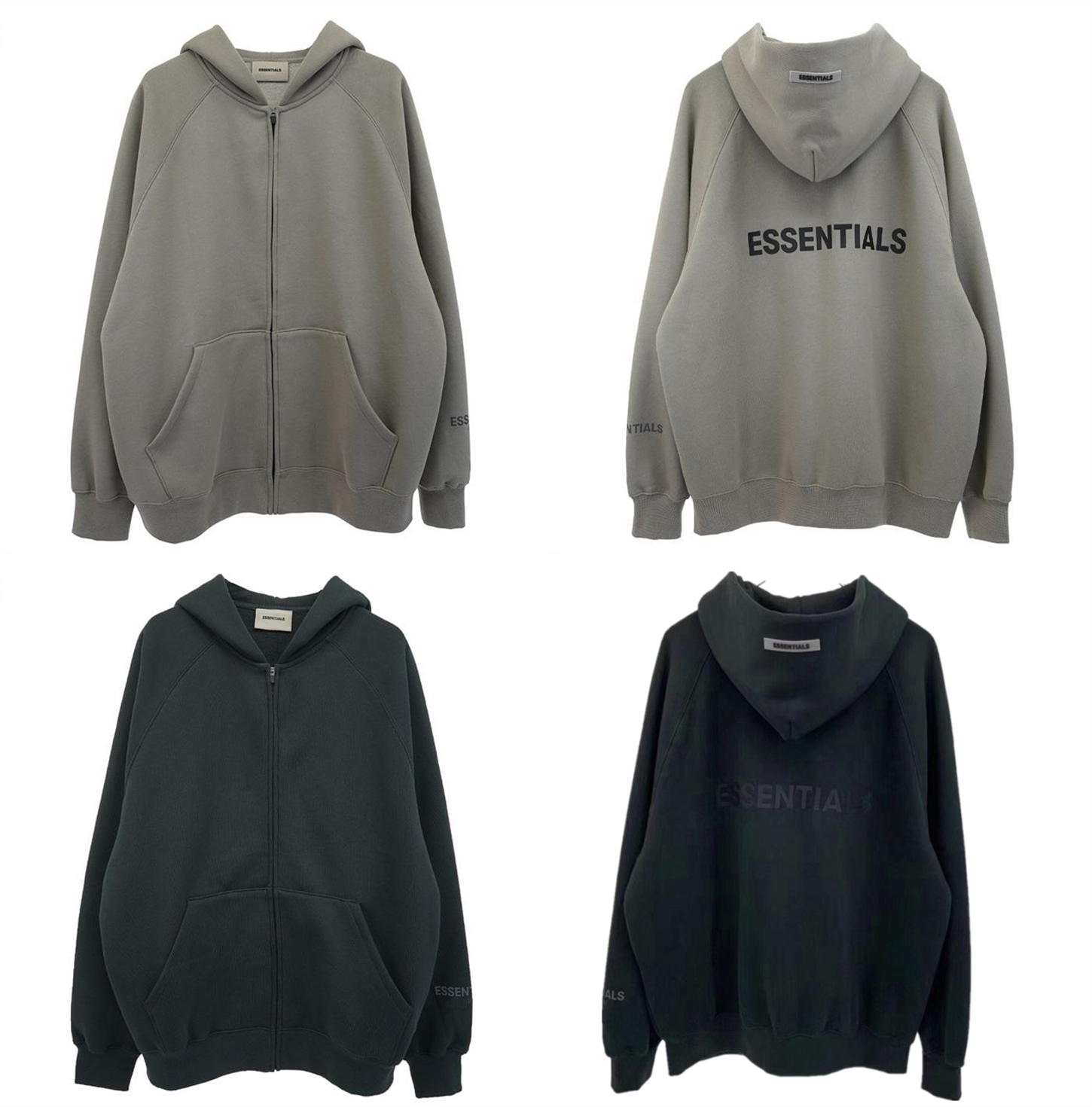 

Reflective Zipper Hoodie Cardigan Men Women 1 high-quality heavy fabric Pullover Hoody, Black