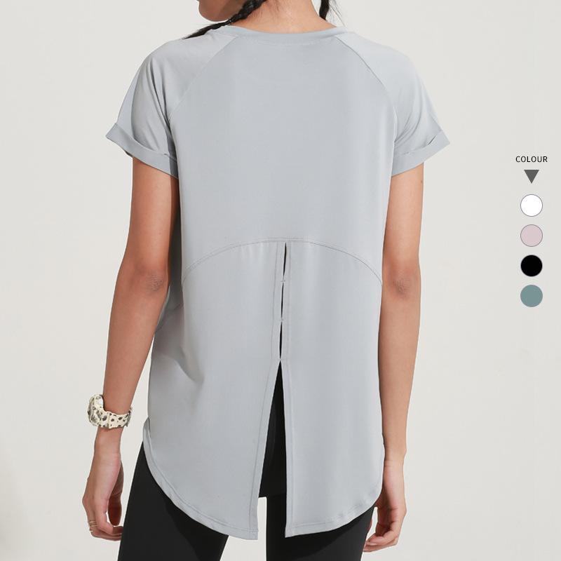 

Women Loose Yoga T Shirts Breathable Quick Dry Sport Shirts Female Gym Fitness Clothes Workout Sportswear Running Top Shrit T895, T895 light blue