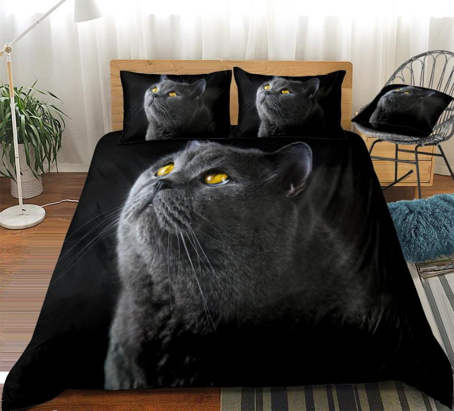 

Cat Duvet Cover Set Black Fat Cat Bedding Set Cute Animals Bedspread Home Textiles Microfiber Black Beds For Boys Girls Kids