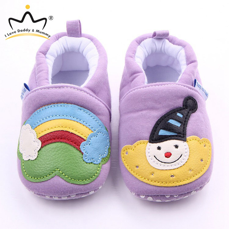 

New Winter Autumn Baby Shoes Cute Rainbow Snowman Print Soft Cotton Newborn Toddler Sneakers For Boy Girl Non-slip First Walkers, Purple