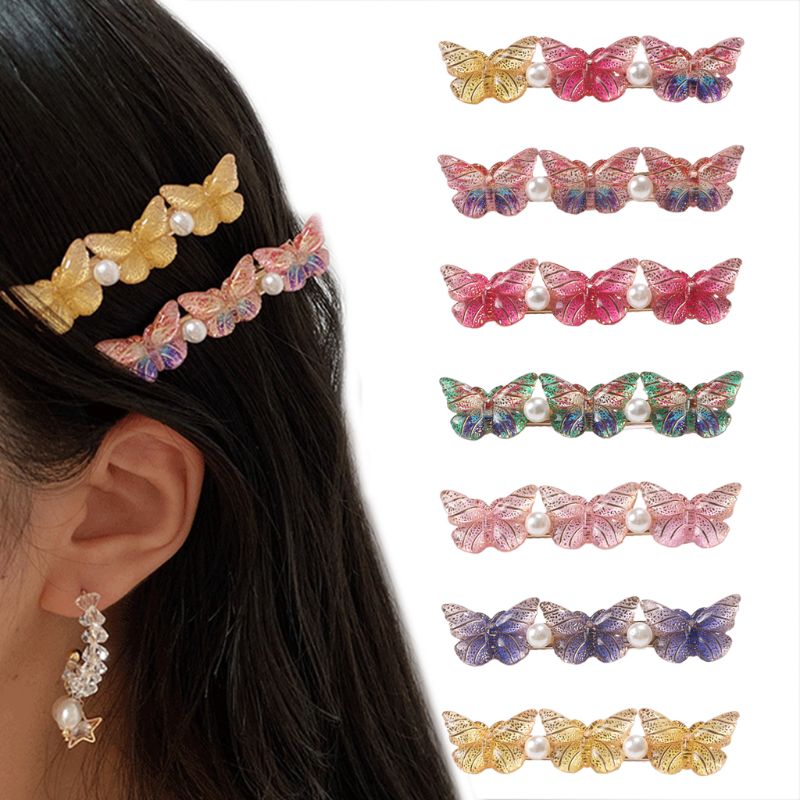 

Butterfly Pearl Resin Hairpin Side Bangs Hair Clip Barrette Headwear Accessory X7YA