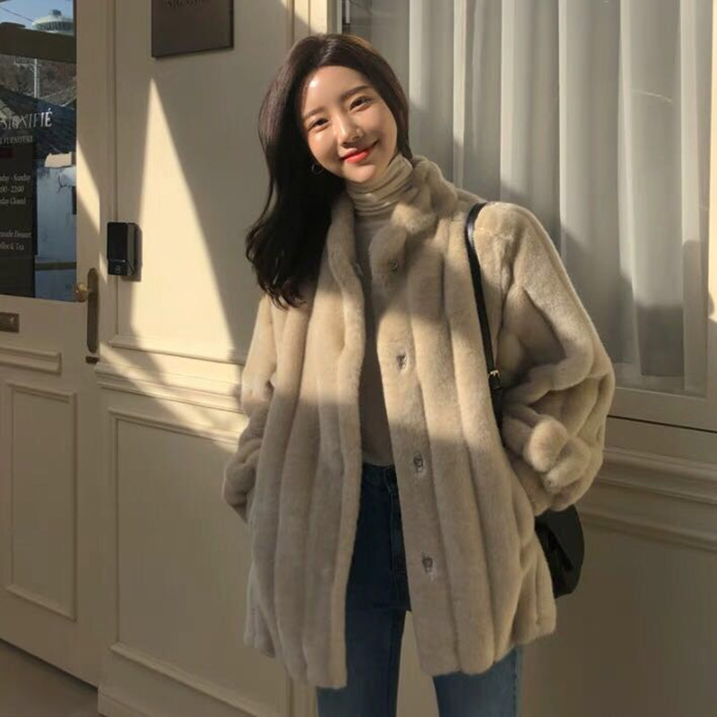 

Wome' Jacket Winter Coat Women Jackets for Woman 2020 Kpop Lamb Wool Clothing Faux Fur Plush Coats Female Mujer Chaqueta LXR311, Khaki