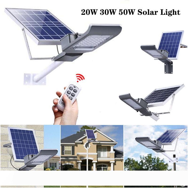 

20W 30W LED Solar Street Light Outdoor Waterproof IP65 Light Control Solar led lights Garden Yard Street Lamp with Smart Remote Control