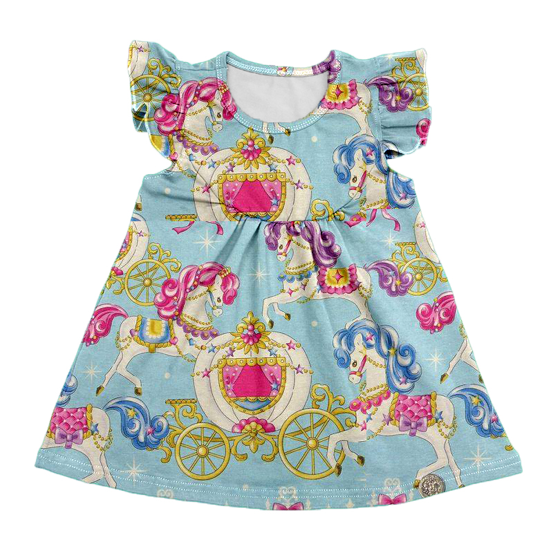

2020 New Summer Children Clothes Girls Dress Cartoon Print Pattern Boutique Cotton Baby Dress Childrens Girls Casual Party, 04