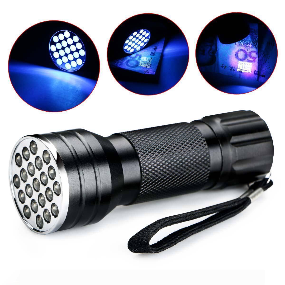 

Mini Portable UV Ultra Violet Purple 21 LED Flashlight Black light High Brightes Torch Lamp Light 395nm