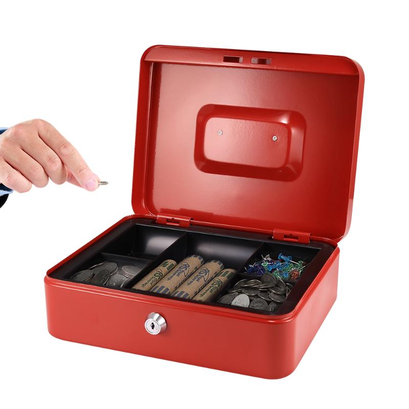 

Password Mini Cash Money Safe Box Practical Metal Stainless Steel Secret Box 2 keys Storage Lock