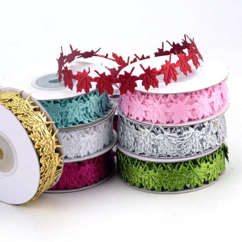

Wholesale 2PCS/40 yards 8 Color Satin Ribbon Artificial Leaves Sewing Handicraft Accessories Wedding DIY Decoration, White