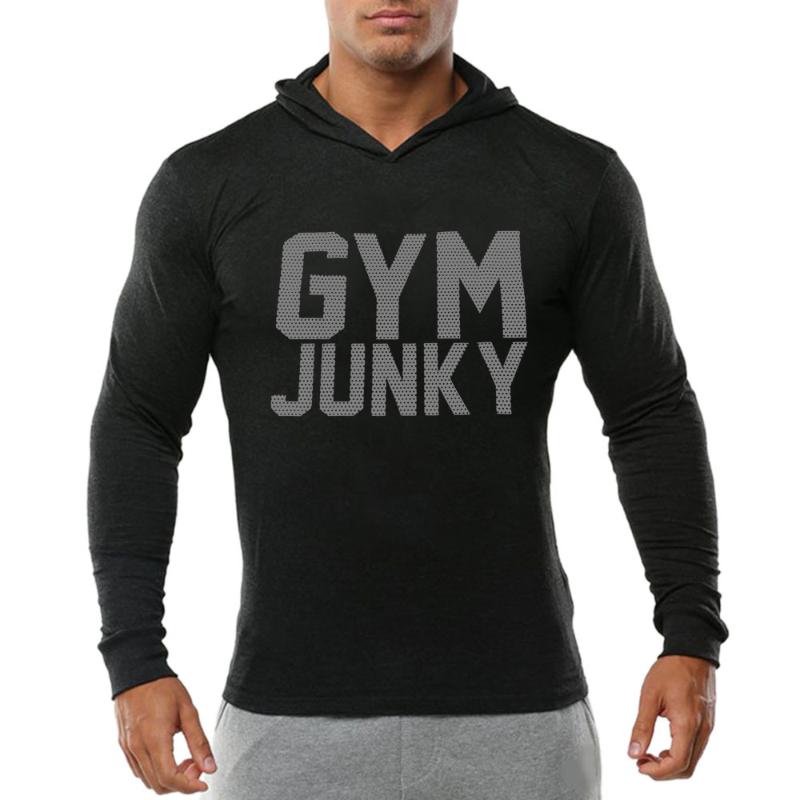 

2020 Men's T-Shirt Running T-shirts long sleeves Sports hooded Gym Fitness Soccer Jerseys Training Jersey Jogging T-Shirt, Black