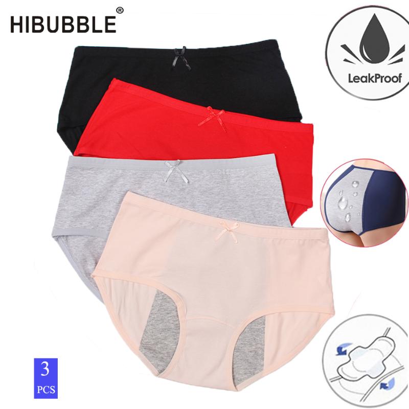 

3Pcs Menstrual Period Underwear Women Cotton Panties Ladies Seamless Panties Physiological Leak Proof Female Briefs Plus Size, 3pcs-d