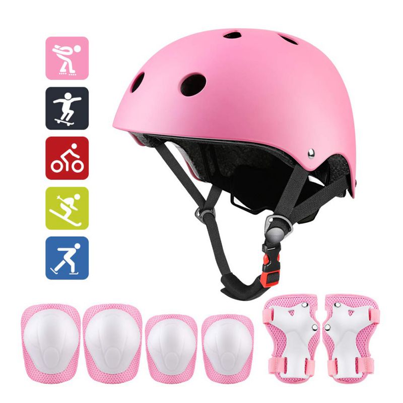 

7PCS Kids Outdoor Sports Cycling Roller Skating Knee Elbow Protector Set Children Scooter Bike Bicycle Helmets Protective Gear