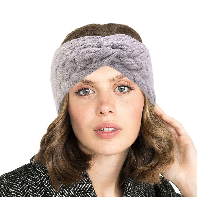 

New Women Girls Winter Solid Color Cross Headbands Ear Warmer Hat Knitted Wool Warm Head Wraps Beanies