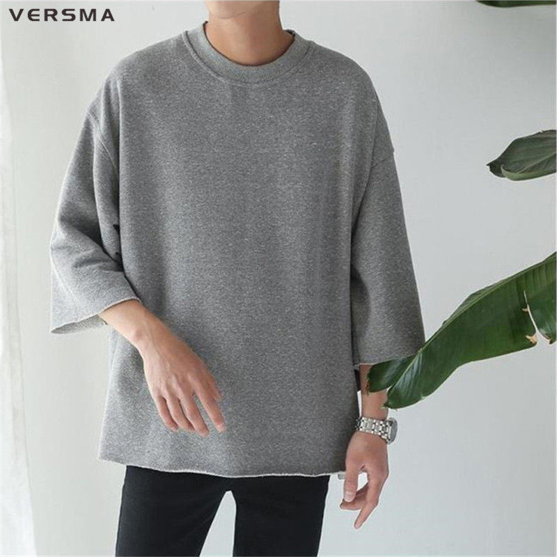 

VERSMA Hip Hop Shinee Clothes Plain Rock Oversized T Shirt Men Japanese Streetwear Swag Punk Bat Sleeve Men T-shirt Dropshipping, Dark gray