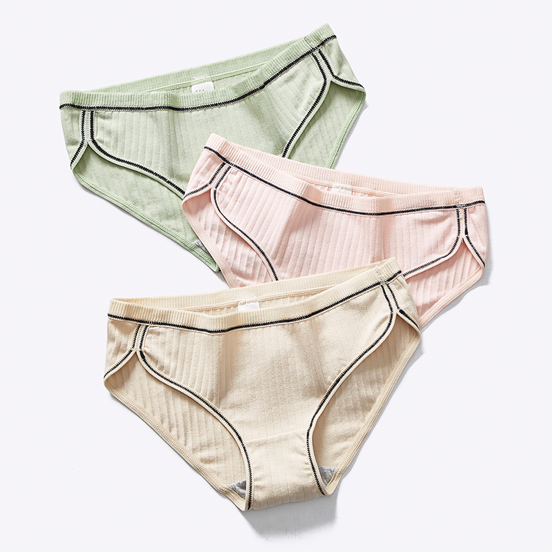 

Thread cotton girl underwear sexy and breathable cotton mid waist large size comfortable and breathable for women, Combination 3