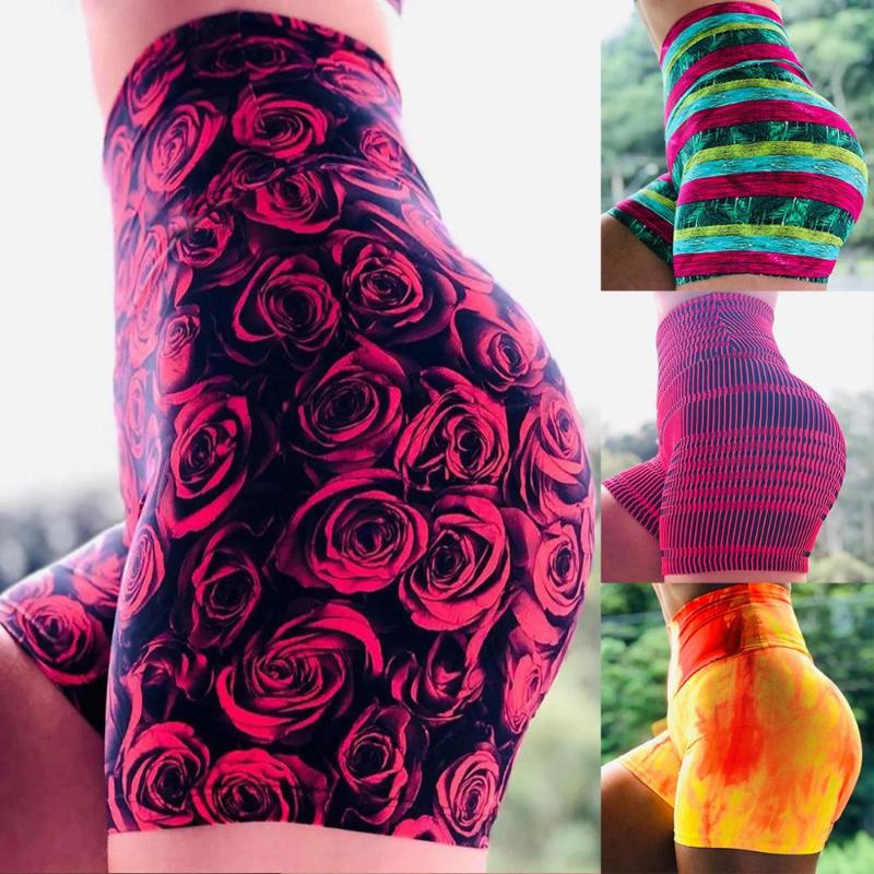 

Women Bicycles 2020 Summer Sexy flower Print yoga pantalones Fitness Leggings Sports Tight Plus Size Elastic Waist Cycling Short
