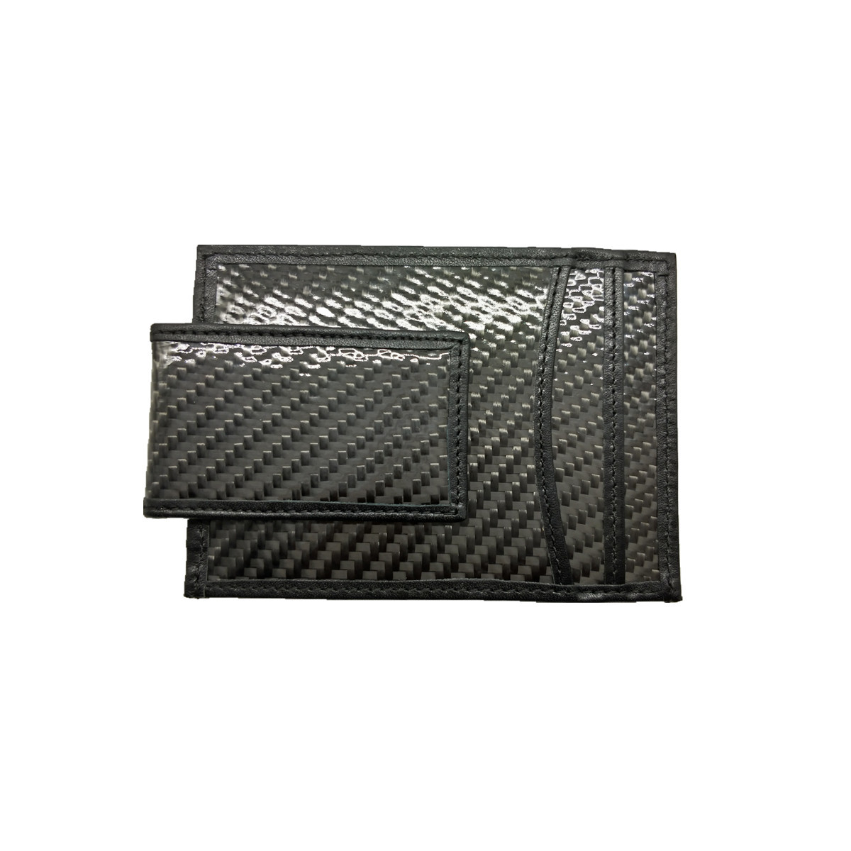 

Fashion short ultra thin casual business carbon fiber genuine leather designer card holder wallets for men RFID blocking, Black