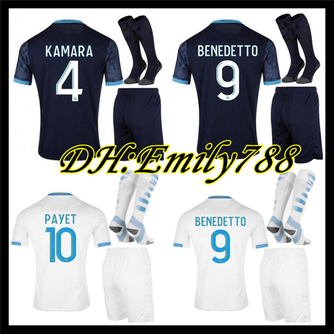 

Men kit+socks 2020 2021 Olympique De Marseille Maillot OM Soccer Jersey 2021 Maillot De Foot 20 21 PAYET BENEDETTO KAMARA Football Shirt, Away
